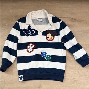 Disney Navy and White Striped Mickey Mouse Pullover